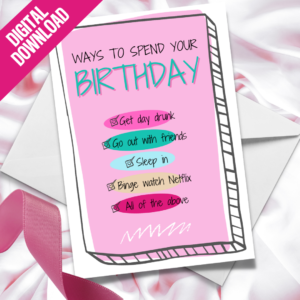 Birthday Postcard - Ways to Spend Your Birthday Checklist